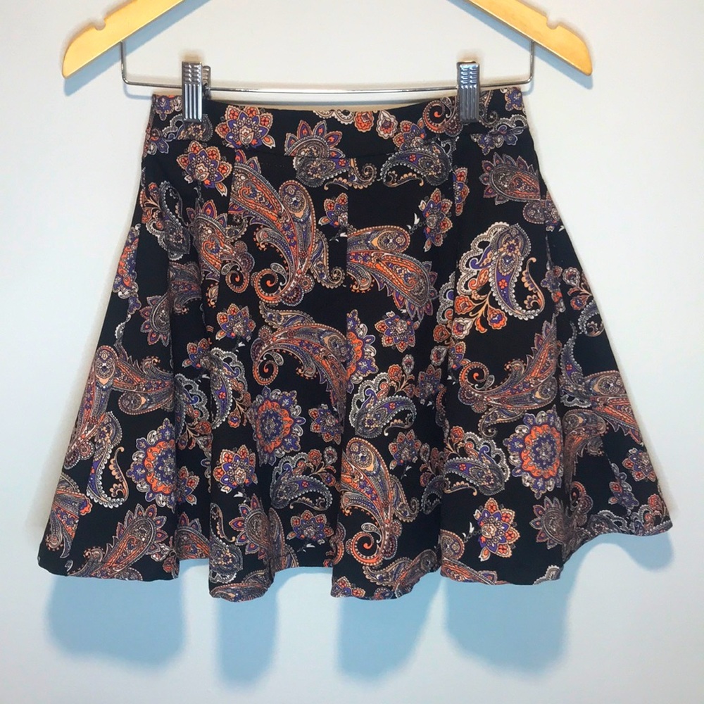 Paisley Black Lush Mini Skirt XS